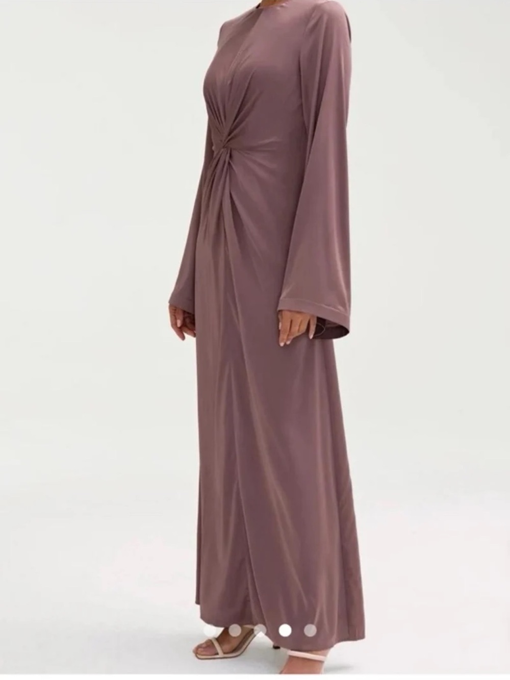 NWT Veiled Duha Satin Twist Front Maxi Dress in Dusty Mauve Size XL - Picture 6 of 12